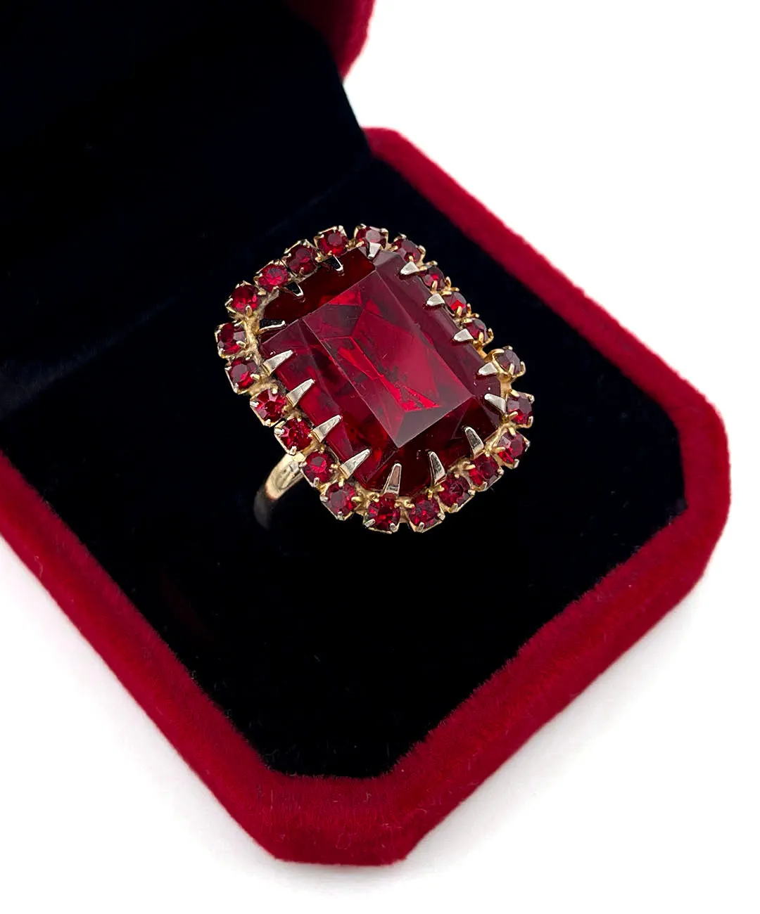 【USA輸入】ヴィンテージ ガーネットレッド ビジュー リング/Vintage Garnet Red Bijou Ring