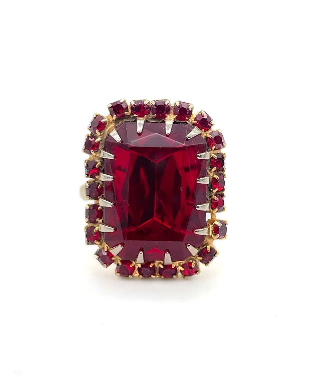 【USA輸入】ヴィンテージ ガーネットレッド ビジュー リング/Vintage Garnet Red Bijou Ring