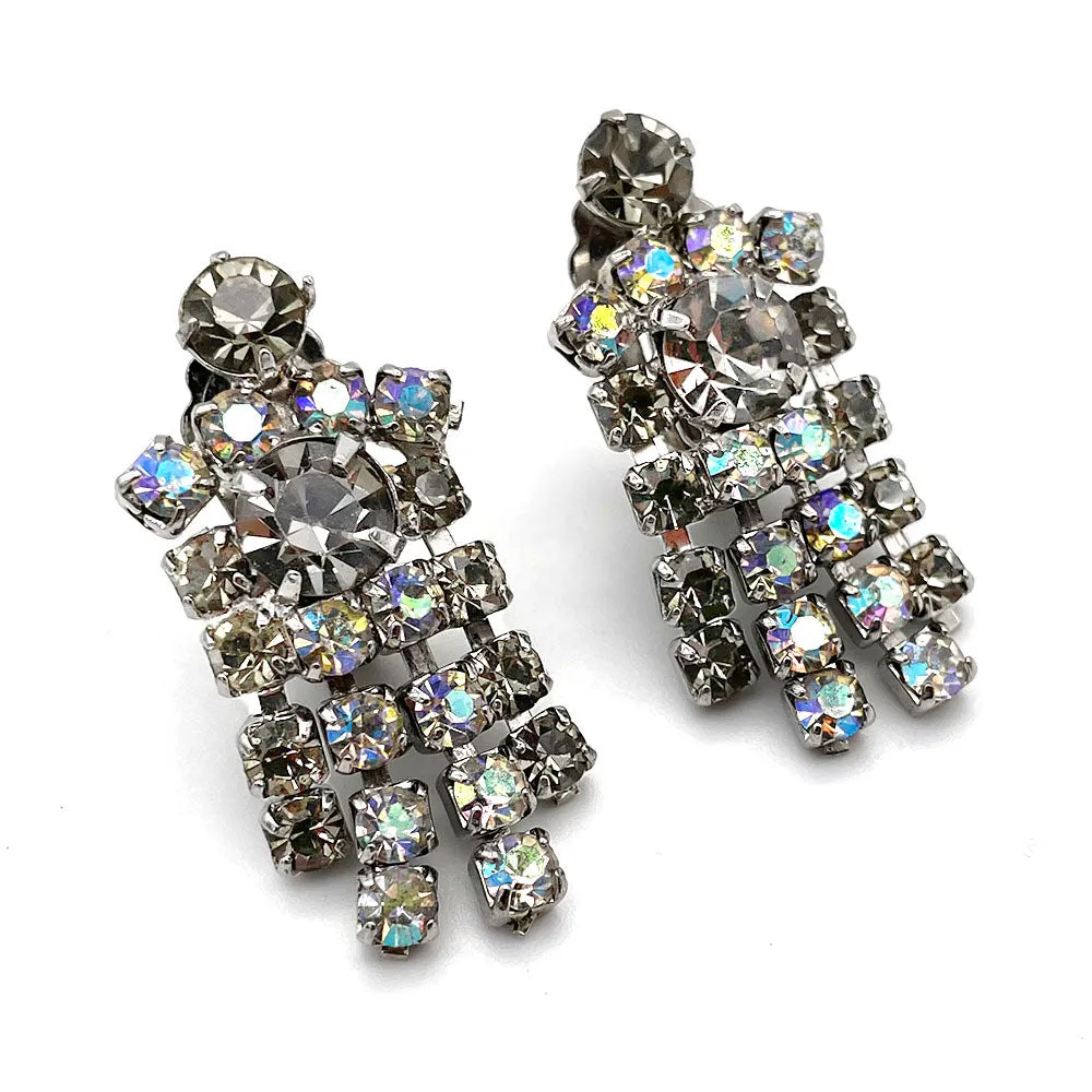 【USA輸入】ヴィンテージ グレー オーロラ ビジュー イヤリング/Vintage Gray Aurora Bijou Clip On Earrings