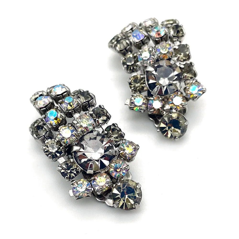 【USA輸入】ヴィンテージ グレー オーロラ ビジュー イヤリング/Vintage Gray Aurora Bijou Clip On Earrings