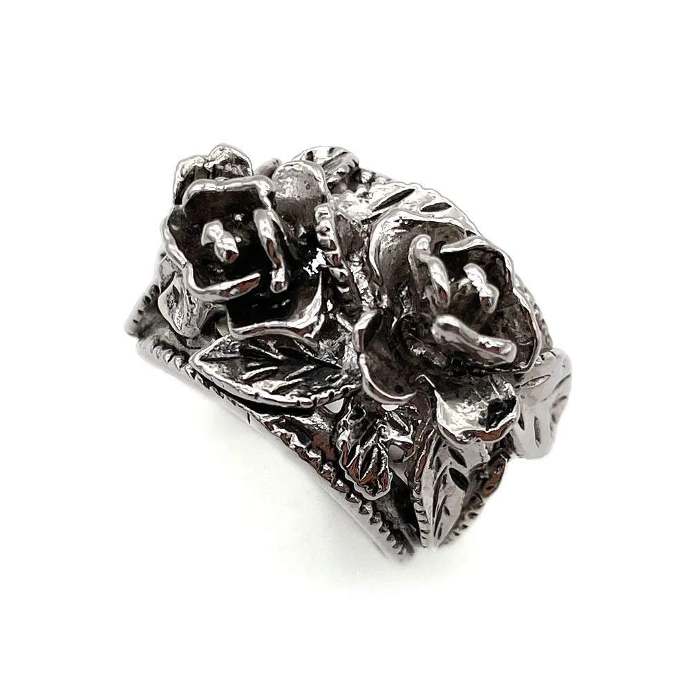 【USA輸入】ヴィンテージ シルバートーン ローズ リング/Vintage Silver Rose Ring