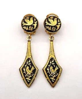 【USA輸入】ヴィンテージ  ダマシン バード イヤリング/Vintage Damascene Bird Clip On Earrings