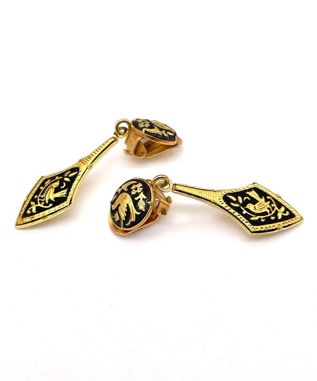 【USA輸入】ヴィンテージ  ダマシン バード イヤリング/Vintage Damascene Bird Clip On Earrings