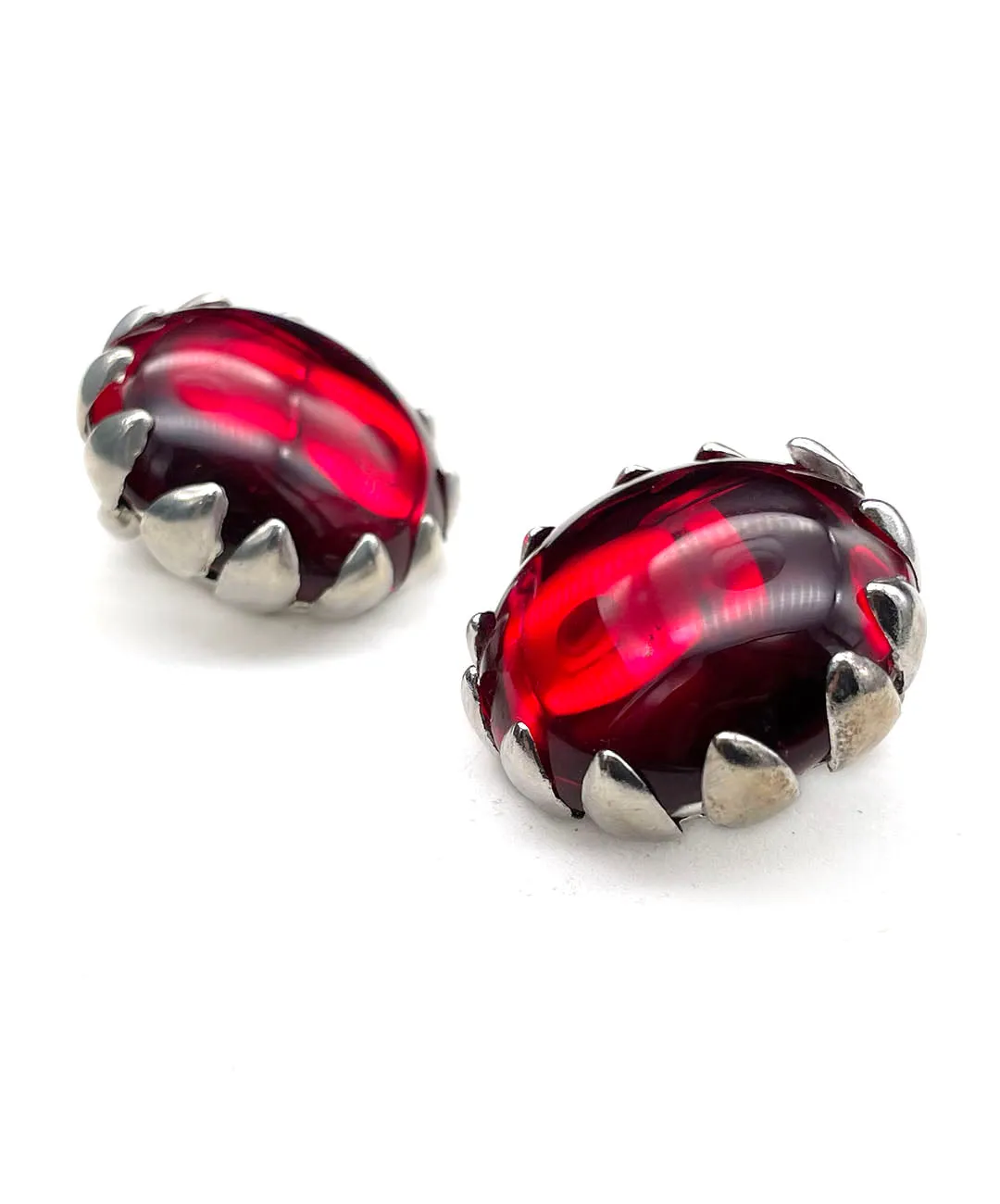 【ドイツ買付】ヴィンテージ SEIBOTH レッド カボション イヤリング/Vintage SEIBOTH Red Cabochon Clip On Earrings