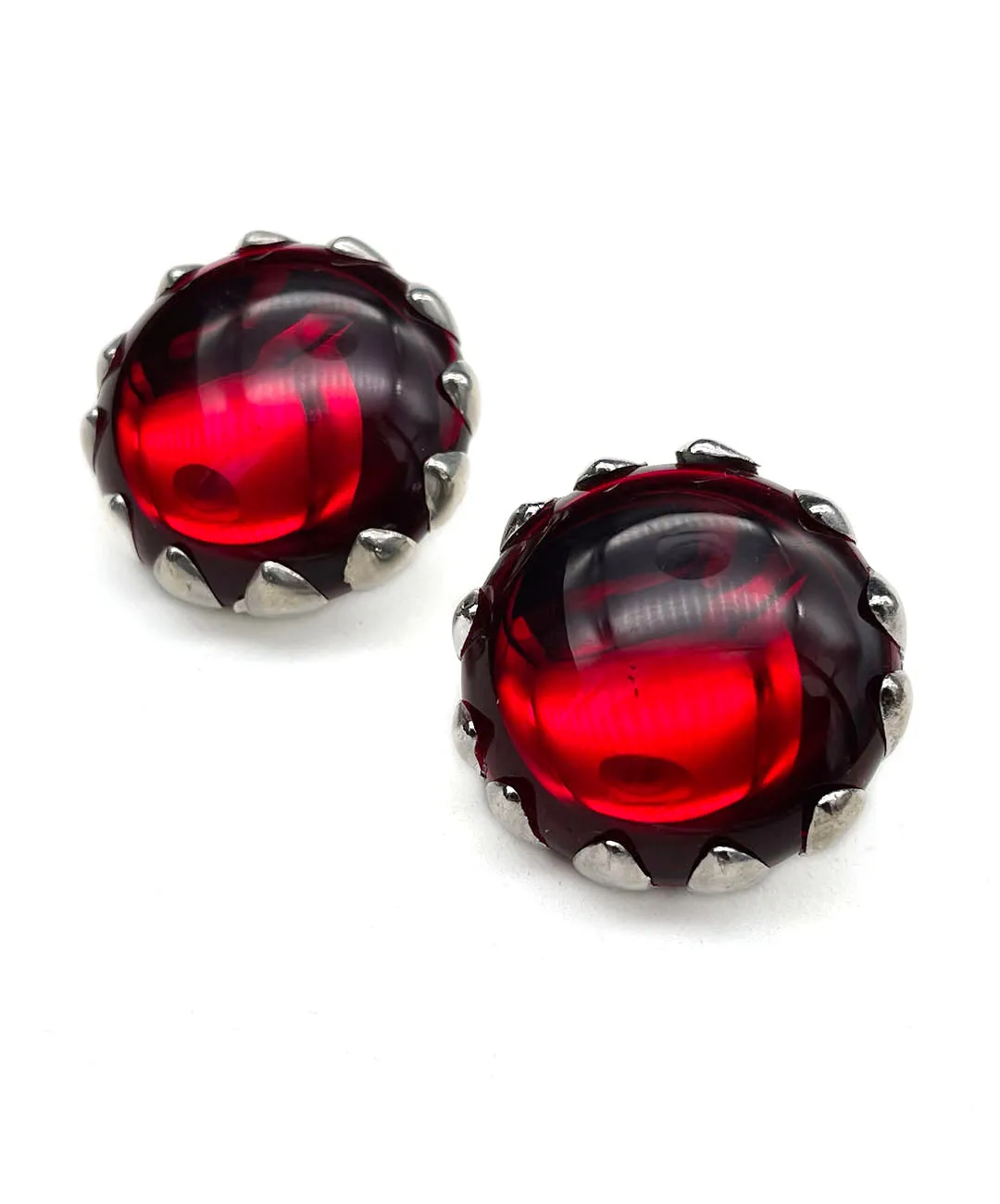 【ドイツ買付】ヴィンテージ SEIBOTH レッド カボション イヤリング/Vintage SEIBOTH Red Cabochon Clip On Earrings