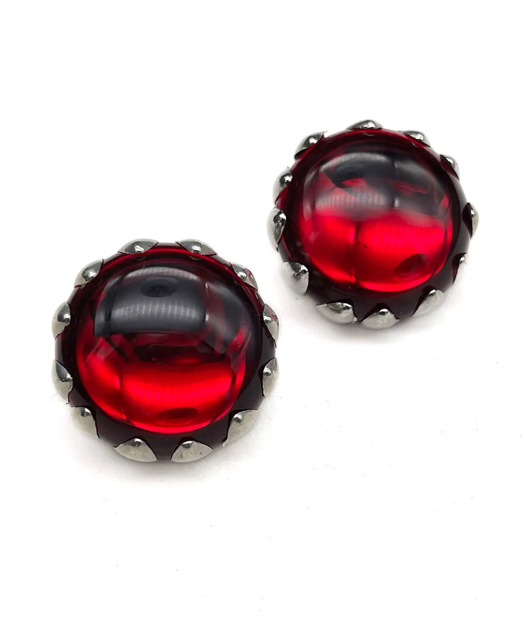 【ドイツ買付】ヴィンテージ SEIBOTH レッド カボション イヤリング/Vintage SEIBOTH Red Cabochon Clip On Earrings