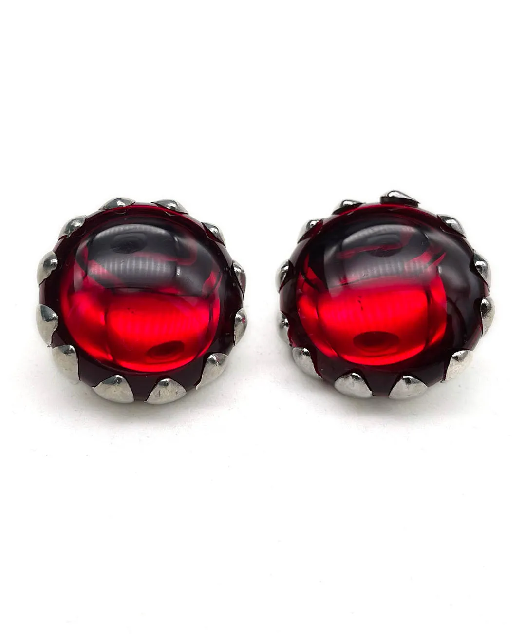 【ドイツ買付】ヴィンテージ SEIBOTH レッド カボション イヤリング/Vintage SEIBOTH Red Cabochon Clip On Earrings