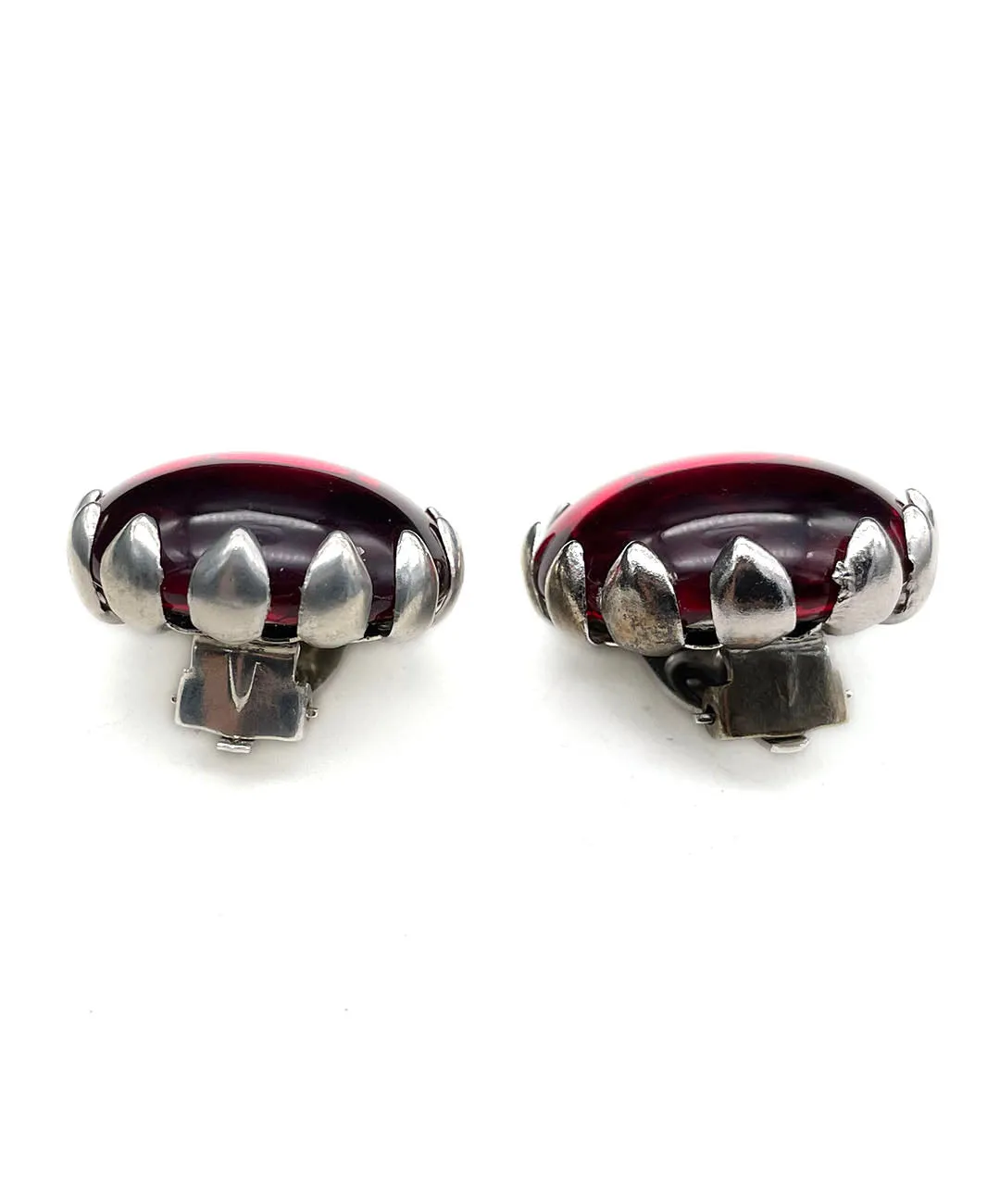 【ドイツ買付】ヴィンテージ SEIBOTH レッド カボション イヤリング/Vintage SEIBOTH Red Cabochon Clip On Earrings