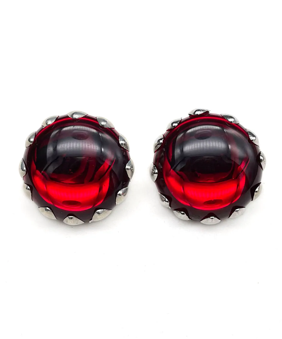 【ドイツ買付】ヴィンテージ SEIBOTH レッド カボション イヤリング/Vintage SEIBOTH Red Cabochon Clip On Earrings